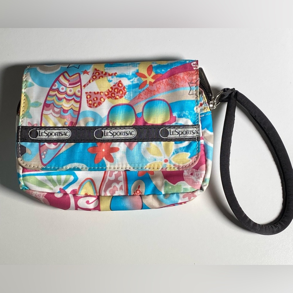 LeSportsac Multicolor Colorful Pattern Wristlet “Hawaiian Theme” With Mirror - Picture 2 of 7
